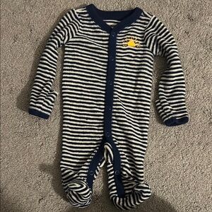 Striped Navy and White Kids One Piece